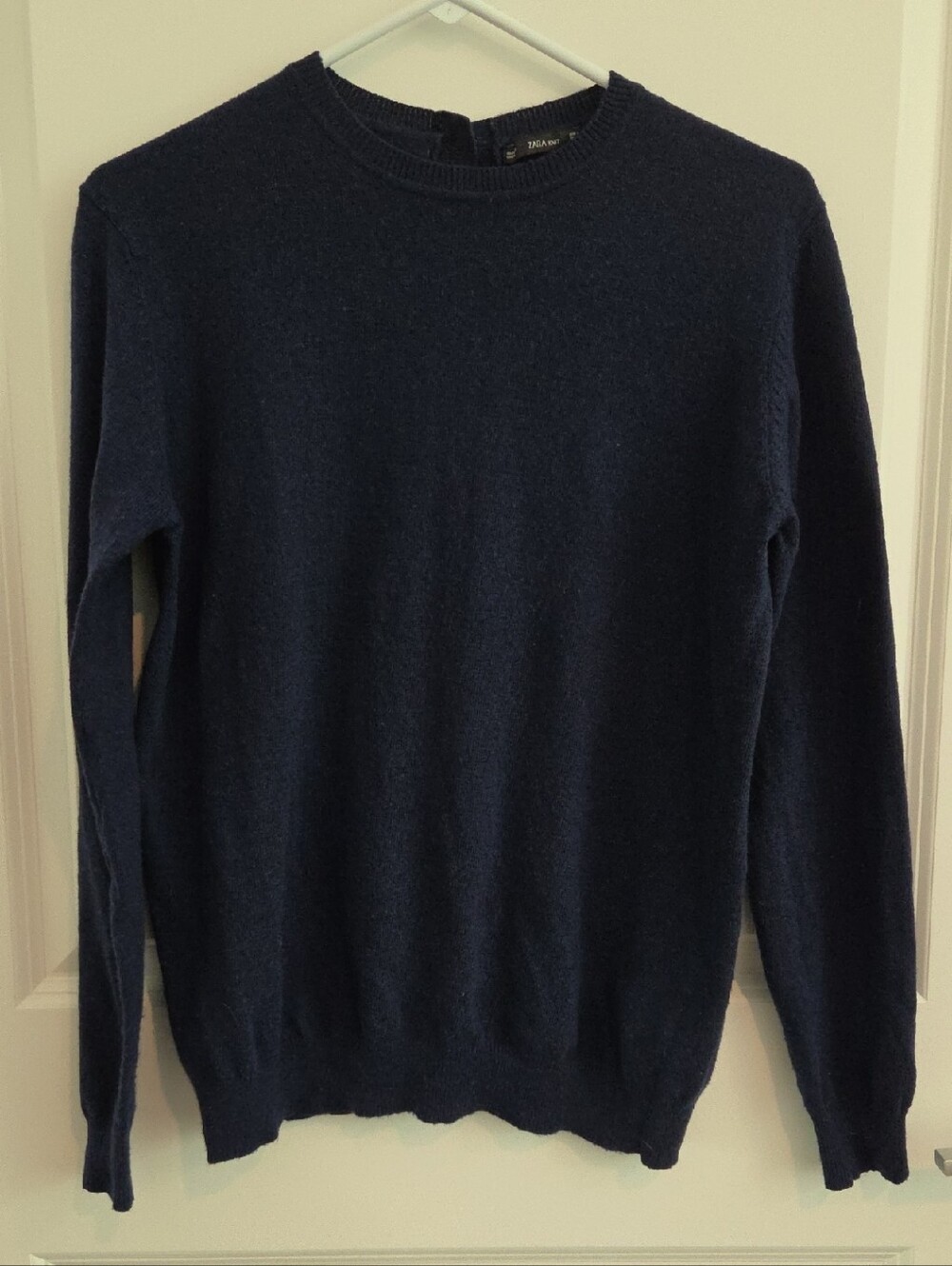 Zara Women's Navy Crewneck Sweater Size L